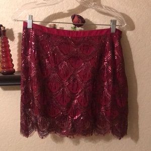 Free people wine colored sequin skirt